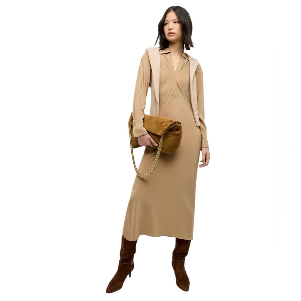 VERONICA BEARD Liberty Dress • Long Sleeve Maxi Tan Size 2 XS - Picture 5 of 10